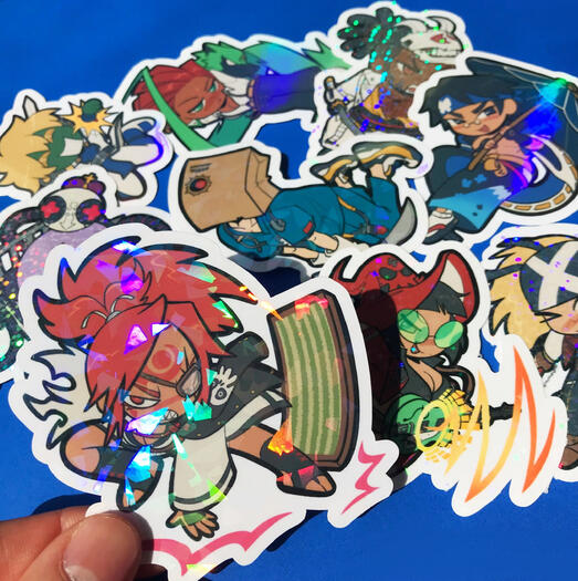 sparkly guilty gear chibi stickers